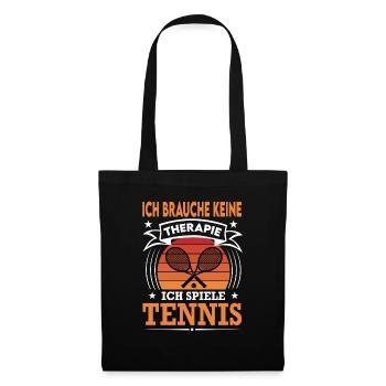 Tennis Spielen Sport Verein Doppel Retro Vintage - Stoffbeutel - Schwarz - Vorne