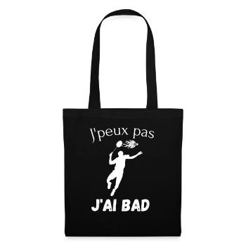 Je peux pas j'ai badminton - Sac en tissu - noir - Devant