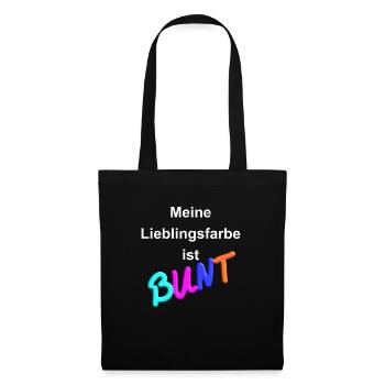 "Meine Lieblingsfarbe ist BUNT" mit 3D-Effekt (w) - Stoffbeutel - Schwarz - Vorne
