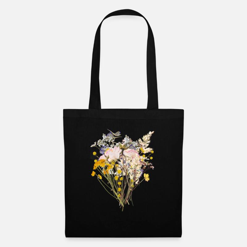 Boho Flower-Power T-Shirt - Stoffbeutel - Schwarz