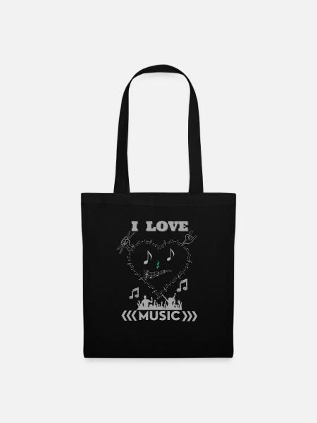 T Shirt I love music - Stoffbeutel - Schwarz