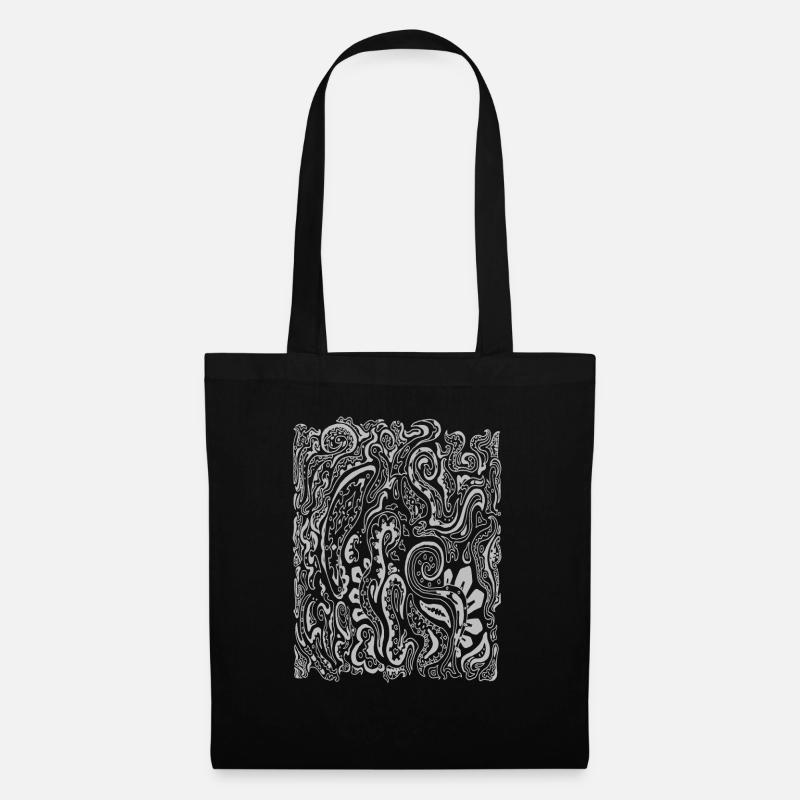 Muster Psychedelic Art - Stoffbeutel - Schwarz