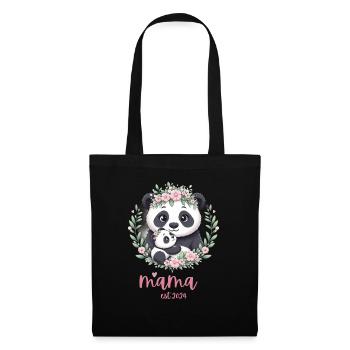 Mama est 2024 I Panda Bear Mum I First Time Mom - Stoffbeutel - Schwarz - Vorne