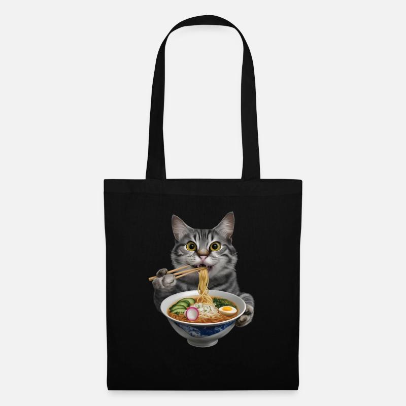 Katze Ramen - Stoffbeutel - Schwarz