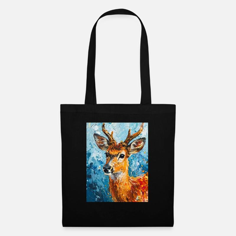 Image de cerf - Sac en tissu - noir