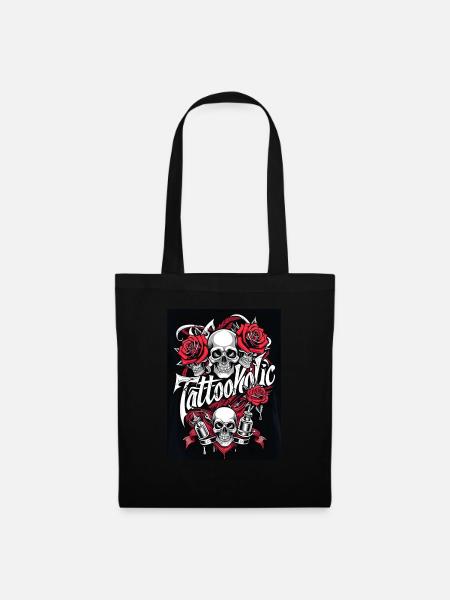 Tattoo Kunst Rosen Geschenk - Stoffbeutel - Schwarz