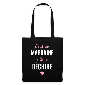 Marraine cadeau humour marraine qui déchire - Sac en tissu - noir - Devant