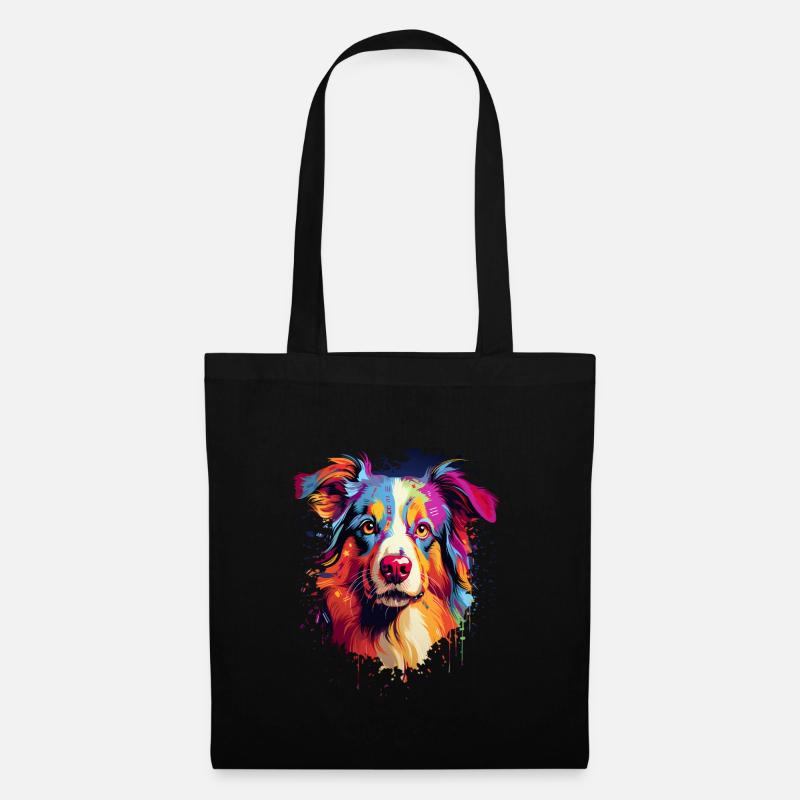 Australian Sheperd Colorful - Stoffbeutel - Schwarz