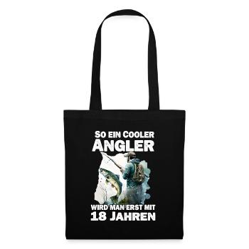 Angler 18 Geburtstag Angeln 18 Jahre Spruch - Stoffbeutel - Schwarz - Vorne