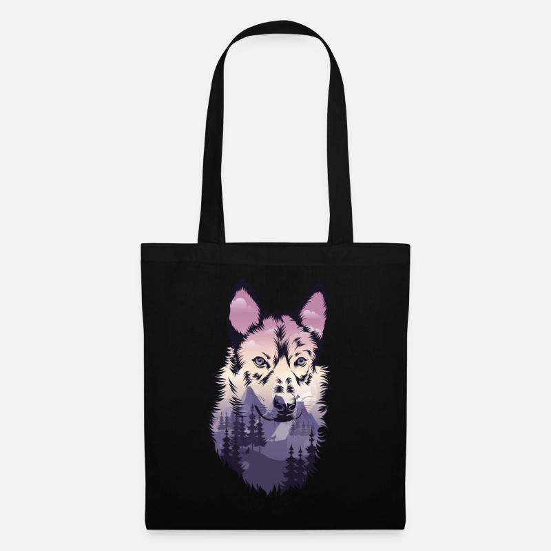 Wolf design - Stoffbeutel - Schwarz
