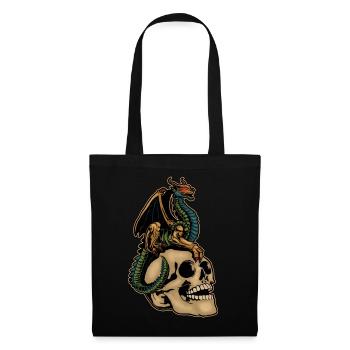 Dragon effrayant et tête de crâne effrayante Costume d’Halloween - Sac en tissu - noir - Devant