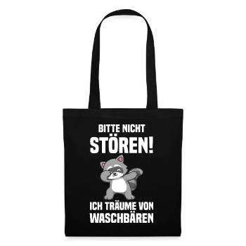 Tiermotiv Dabbing Waschbär - Stoffbeutel - Schwarz - Vorne