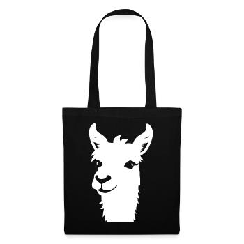 Lustige Lama-Silhouette Freche Spaß-Lamas - Stoffbeutel - Schwarz - Vorne