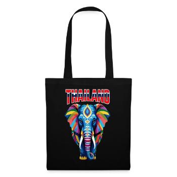 Colorful abstract elephant from Thailand - Tote Bag - black - Front