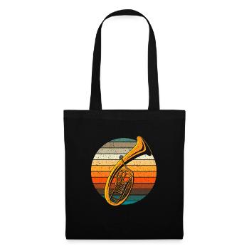 retro Tenorhorn Volksmusik Geschenk - Stoffbeutel - Schwarz - Vorne