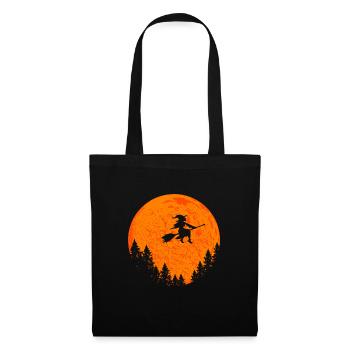 Halloween sorcière sur balai de sorcière - Sac en tissu - noir - Devant