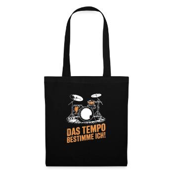 Schlagzeug Schlagzeuger Drummer Schlagzeugspieler - Stoffbeutel - Schwarz - Vorne