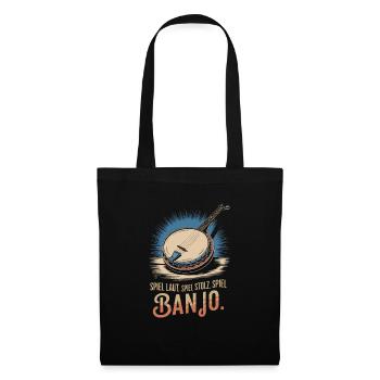 Bluegrass Musik Banjo Spieler Saiteninstrument - Stoffbeutel - Schwarz - Vorne