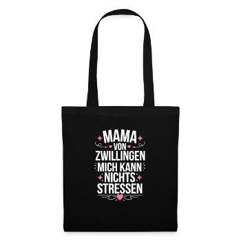 Zwillingsmama Mama von Zwillingen Zwillings Mutter - Stoffbeutel - Schwarz - Vorne