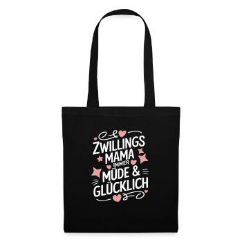 Zwillingsmama Zwillings Mutter, Mama von Zwillinge - Stoffbeutel - Schwarz - Vorne