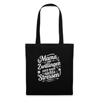 Zwillingsmama Mama von Zwillingen Zwillings Mutter - Stoffbeutel - Schwarz - Vorne