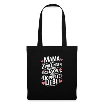 Mama von Zwillingen Zwillings Mutter Zwillingsmama - Stoffbeutel - Schwarz - Vorne