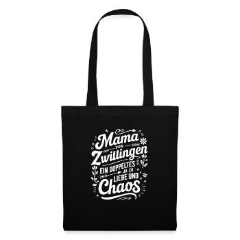 Mama von Zwillingen Zwillingsmama Zwillings Mutter - Stoffbeutel - Schwarz - Vorne