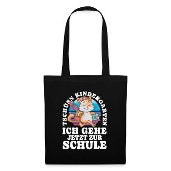 Einschulung Katze - Stoffbeutel - Schwarz - Vorne