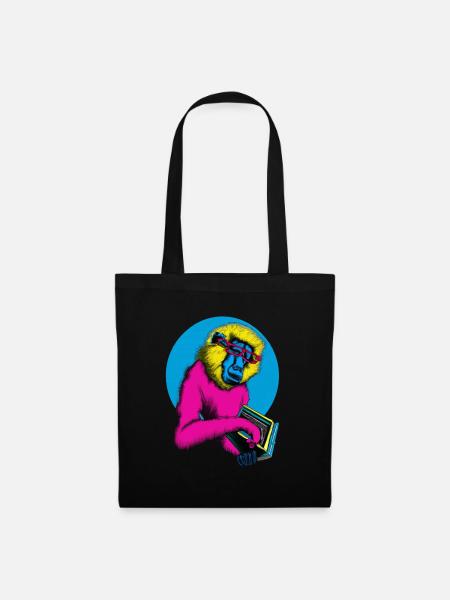 Cool Book Monkey - Stoffbeutel - Schwarz
