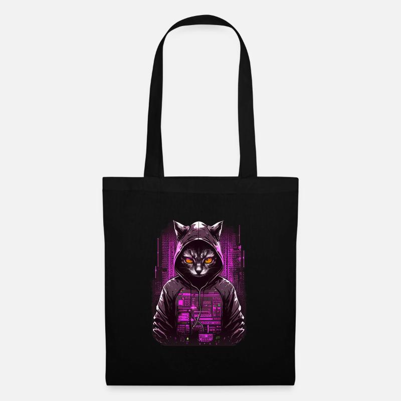 Cyber Hacker Katze - Stoffbeutel - Schwarz