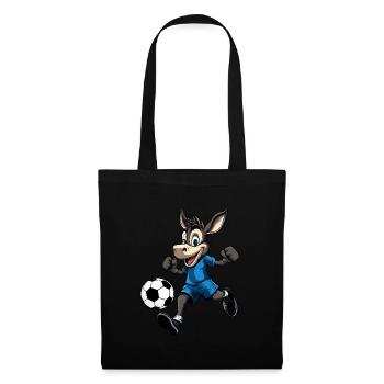 Esel Fussball (blau) - Stoffbeutel - Schwarz - Vorne