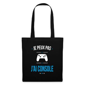 Je peux pas j'ai console - Cadeau humour - Sac en tissu - noir - Devant