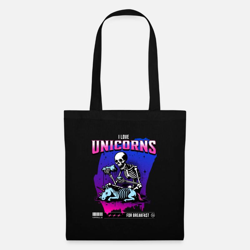 Anti-Unicorn Skull // Ich liebe Einhörner FS0231 - Stoffbeutel - Schwarz