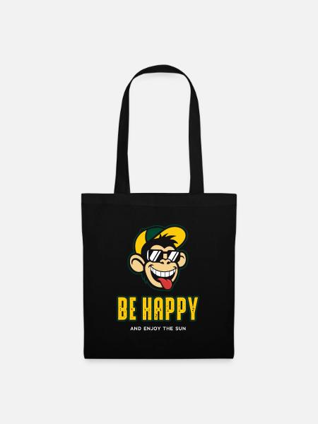 Be Happy - Stoffbeutel - Schwarz