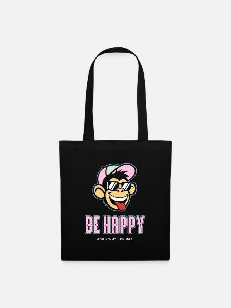 Be Happy - Stoffbeutel - Schwarz