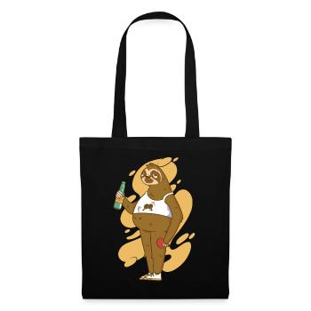 Paresseux avec tennis de table bat bière ping pong - Sac en tissu - noir - Devant