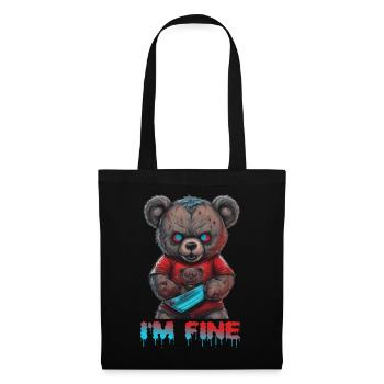 Gruseliger Teddy - Stoffbeutel - Schwarz - Vorne