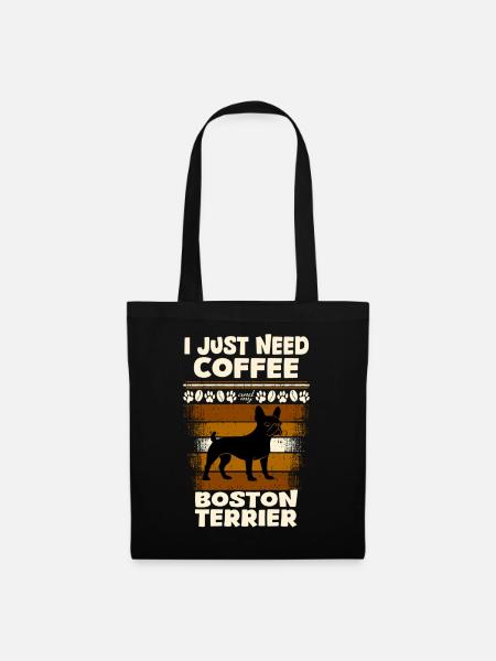 Hund Boston Terrier Kaffee - Stoffbeutel - Schwarz