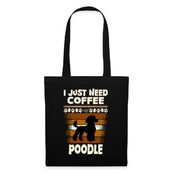 poodle kaffeebohne - Stoffbeutel - Schwarz - Vorne