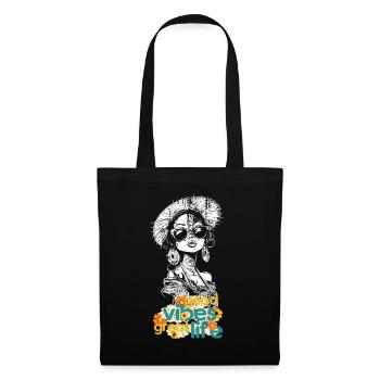 Femme Good Vibe Fleurs - Sac en tissu - noir - Devant