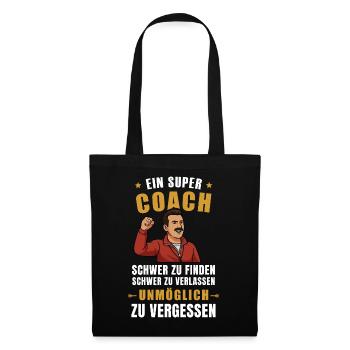 Coach Geschenk – Unvergesslich, Stark, Inspirieren - Stoffbeutel - Schwarz - Vorne