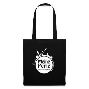 Meine Perle weiß - Stoffbeutel - Schwarz - Vorne