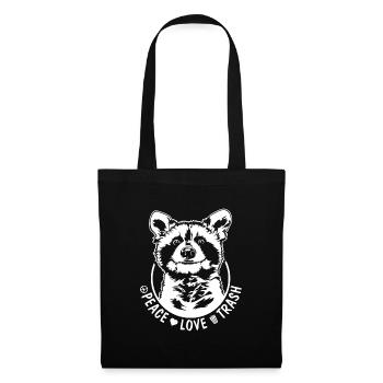 RATON laveur Peace Love Trash Animal Wildlife Wilsigns - Sac en tissu - noir - Devant