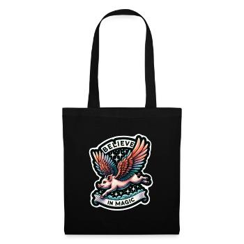 Magic Flying Pig with Believe in Magic - Tote Bag - black - Front