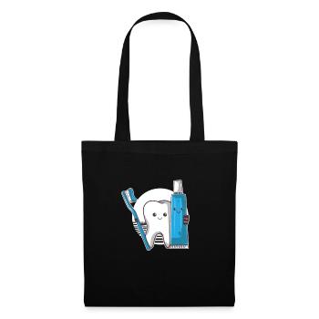 Dentifrice Brosse À Dents Souriant Amant Mignon Dentiste - Sac en tissu - noir - Devant