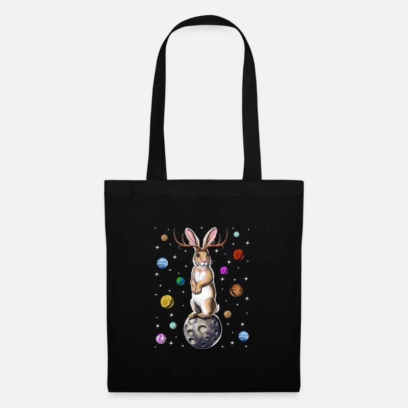 Jackalope Kaninchen - Stoffbeutel - Schwarz