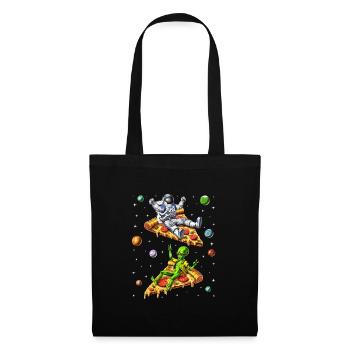 Astronaut And Alien Riding Pizza - Tote Bag - black - Front