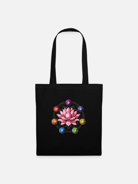 Zen-Lotus-Chakra-Symbole - Stoffbeutel - Schwarz