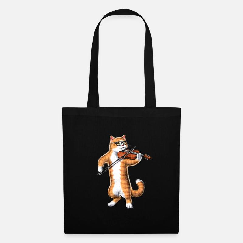 Chat jouant du violon - Sac en tissu - noir