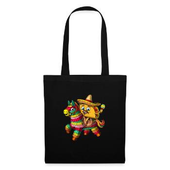 Mexikanischer Taco mit Pinata - Stoffbeutel - Schwarz - Vorne